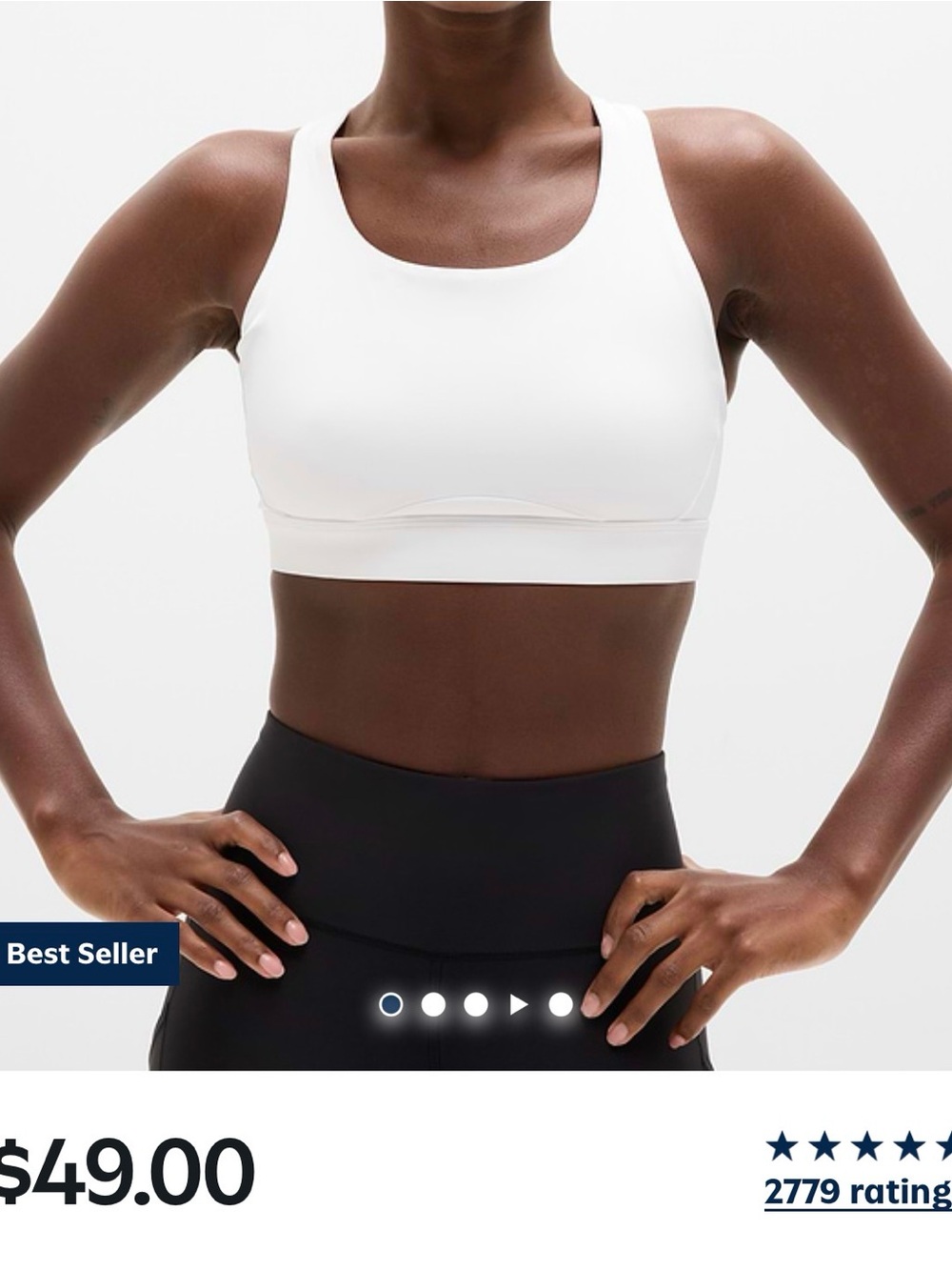 NWOT Athleta Supportive White Sports Bra - Scoop Neck